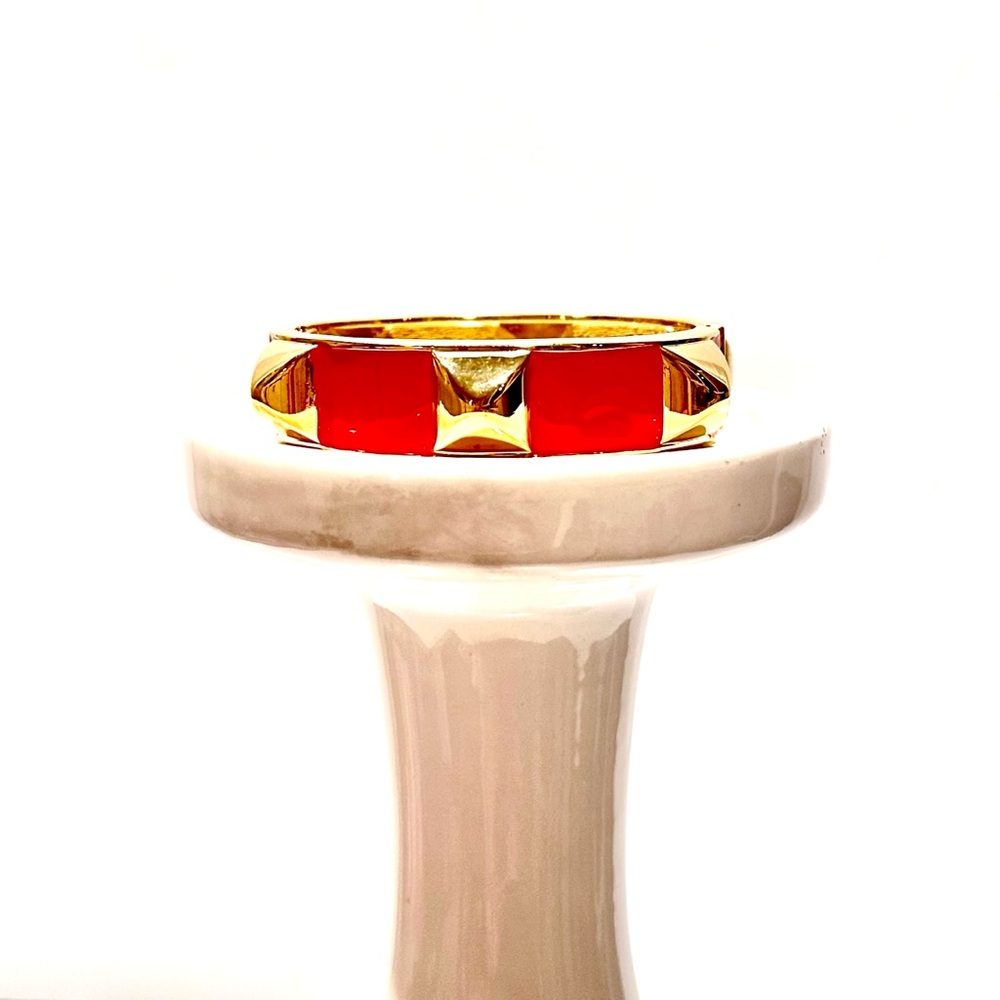 BANANA REPUBLIC Red & Gold Pyramid Hinge Bangle | NWT